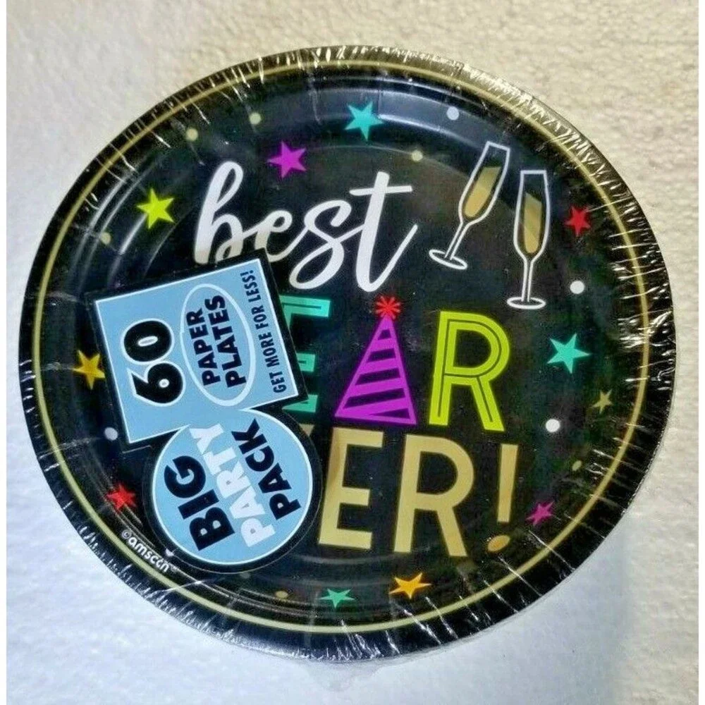 Party Plates 60 Count BEST YEAR EVER Birthday Engagement Anniversary Baby  NY+